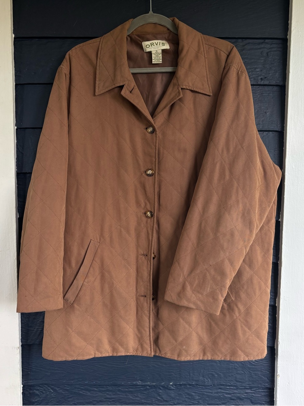 Orvis brown quilted diamond pattern jacket